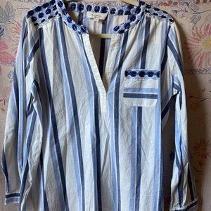 Two by Vince Camuto Blue and White Striped Tunic
